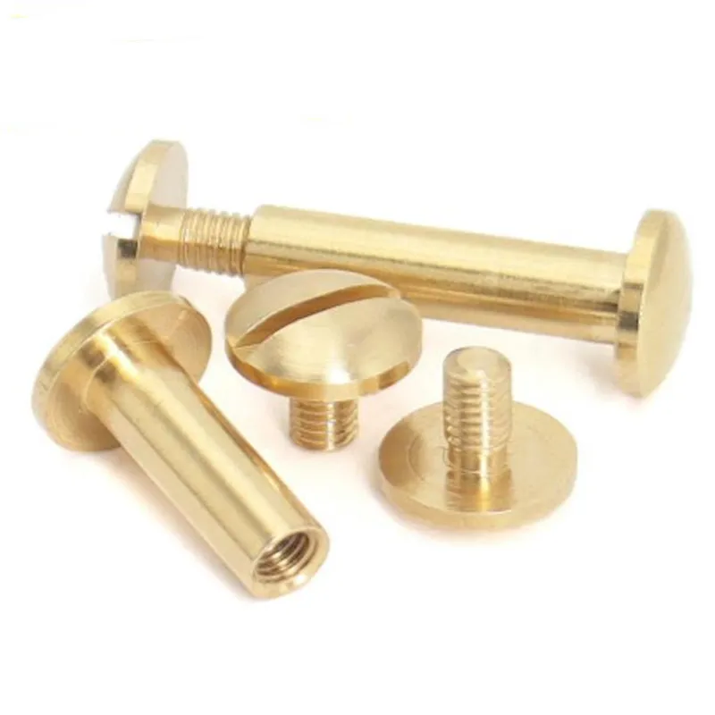 Solid Brass Copper Chicago Screw Nail Post Binding Rivet Round Head Stud for Leather Craft Wallet Bag Belt Strap Web Book