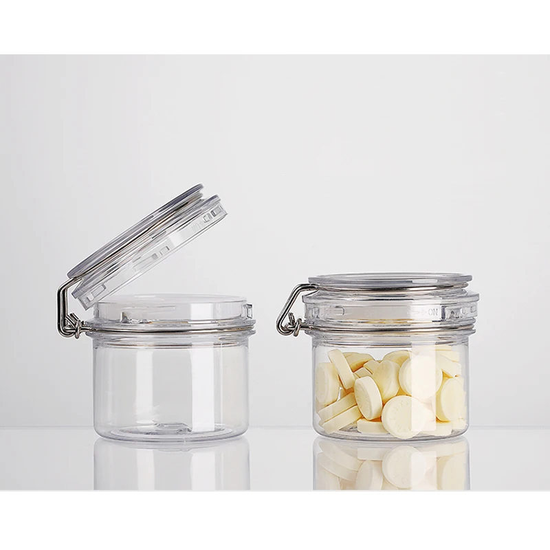 wholesale round 100ml 150ml 200ml 350ml 800ml 1000ml clear PET kilner jar plastic food storage jar body scrub cosmetic container