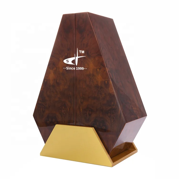 SAMDING box manufacturer ovlie ash burl wood box high glossy piano lacquer luxury wooden wine box with gold metal base