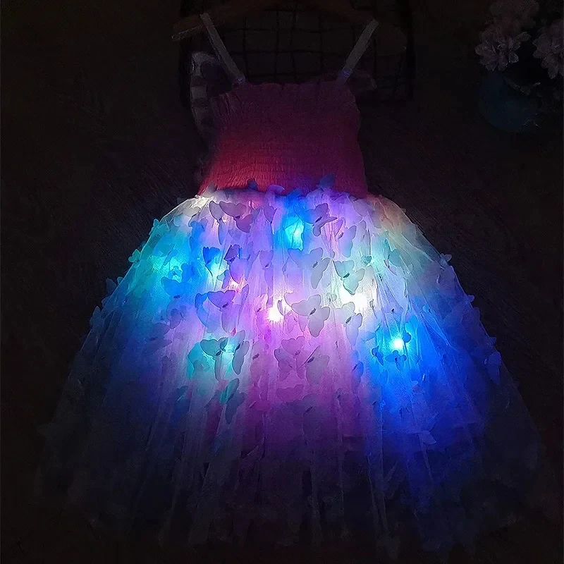 Conyson Girl Butterfly Wings Fairy Gauze Princess Dress Lovely Kid Summer Sleeveless Tulle Dress Child Birthday Party Gown Dress