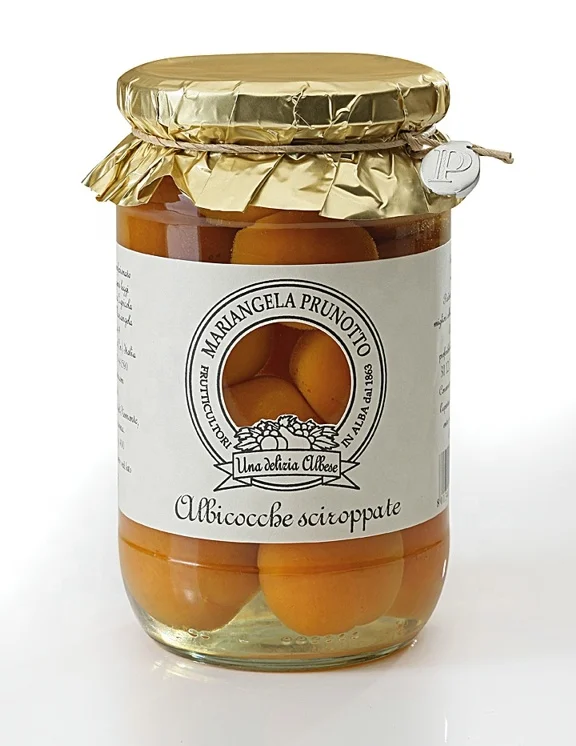 hight quality Apricot in syrup made in Italy glass jar 700 g made from fresh fruit