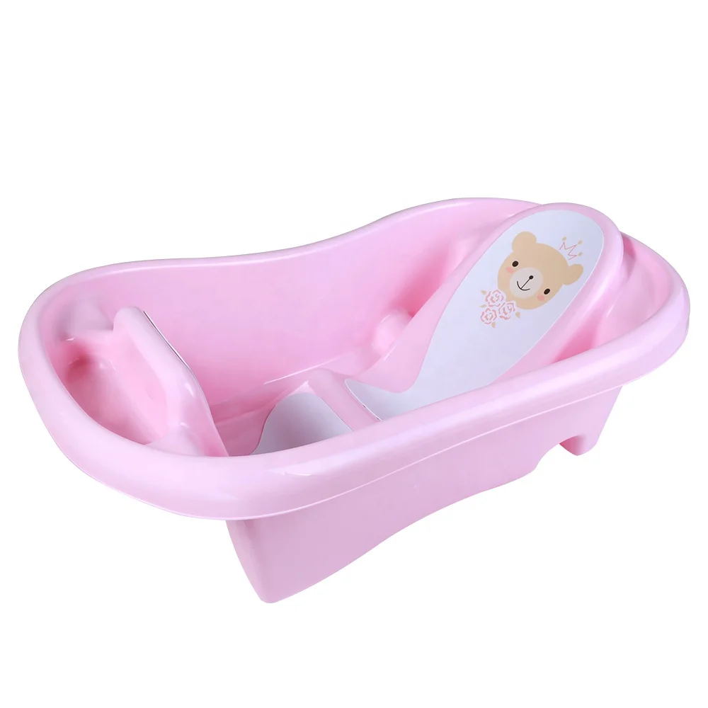 3 colors plastic baby bathtub with lying board