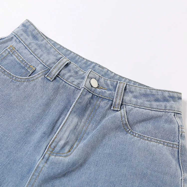 Modern 2021 Fall Autumn Trending High Waist Women Fashion Quality Trousers Streetwear Hollow Out Heart Print Denim