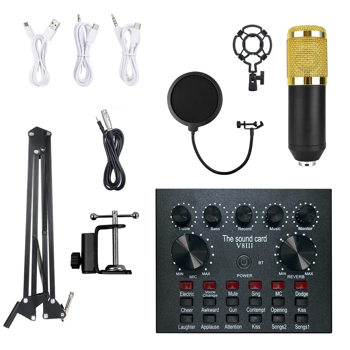 New Arrival bm800 Set USB V8 Plus Sound Card External Smart Professional Connect Phone And Tablet