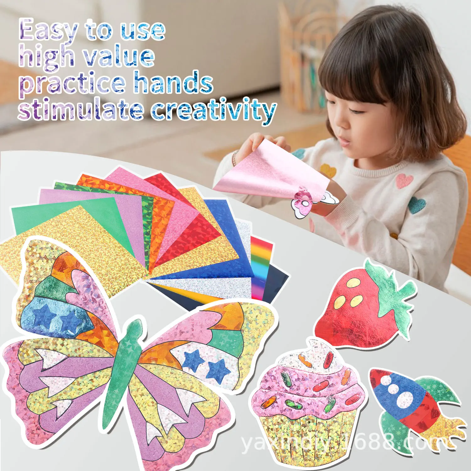 Early Learning Art Kit with Magic Stickers Handmade DIY Indoor Craft Activities Educational Jewelry Making Toys for Kids