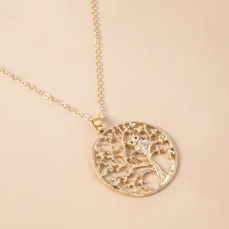 Owl Necklace Women Fashion Jewelry Gold Plated Tree Of Life Long Necklaces