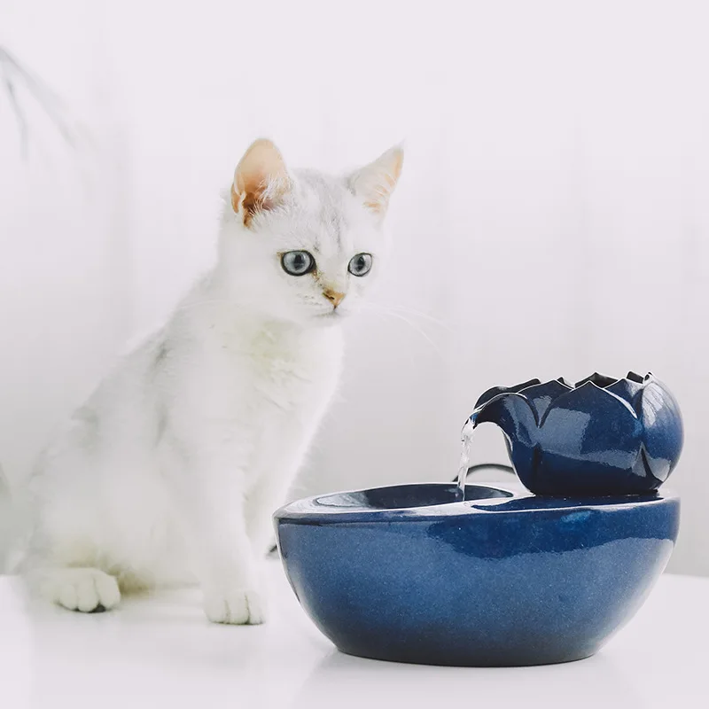 
Quiet Aquarium Water Pump Automatic Cat Ceramic Pet Water Fountain Bowl Electric Pet Drinking Fountain 