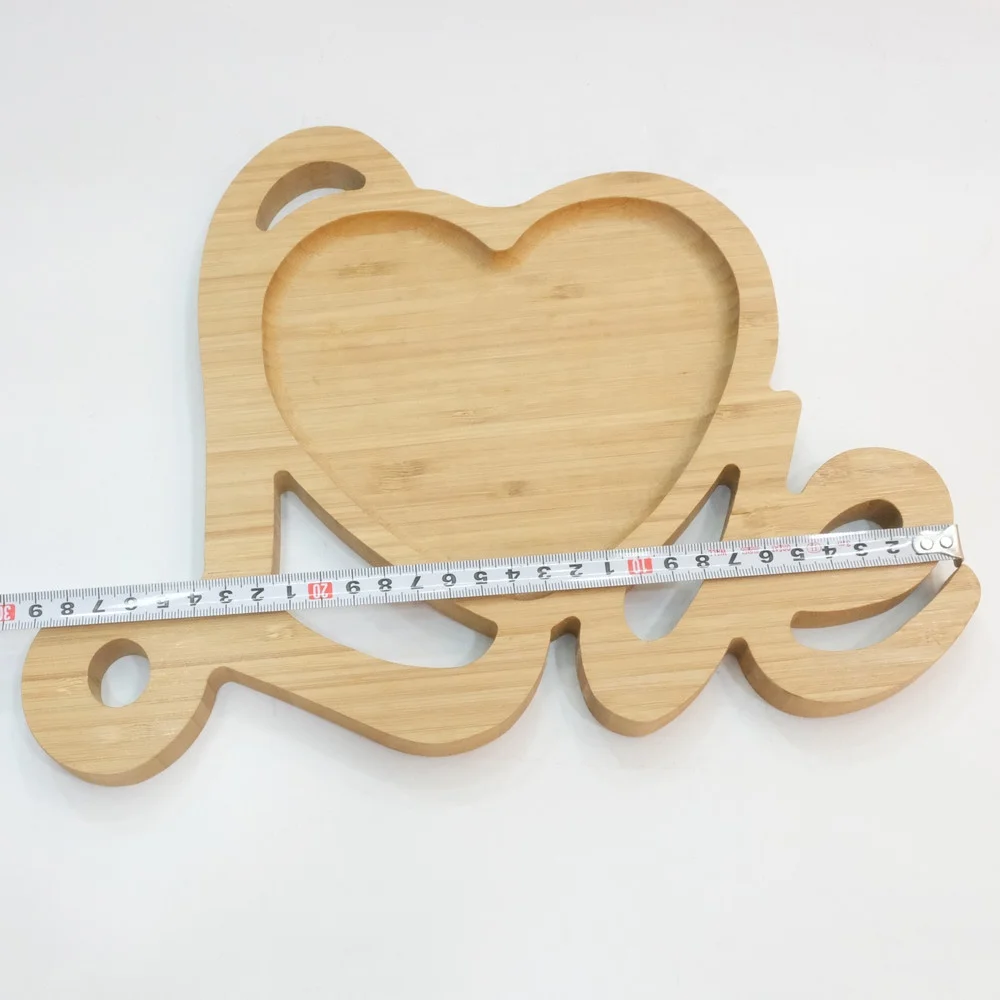 Bamboo wooden Serving Tray heart shape wedding decoration lover shape Plate Valentine Day love gift tray