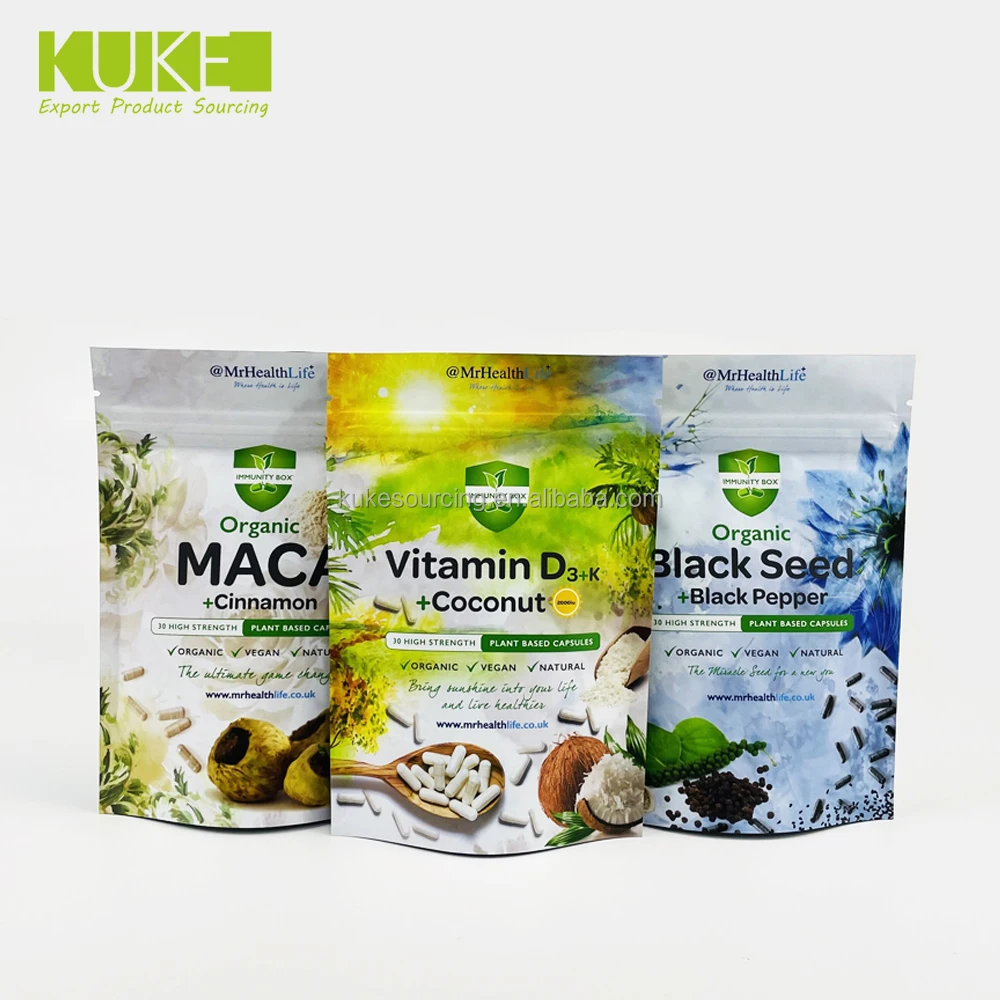 30g 50g 100g Custom coffee powder mylar stand up moringa powder packaging bags pouch