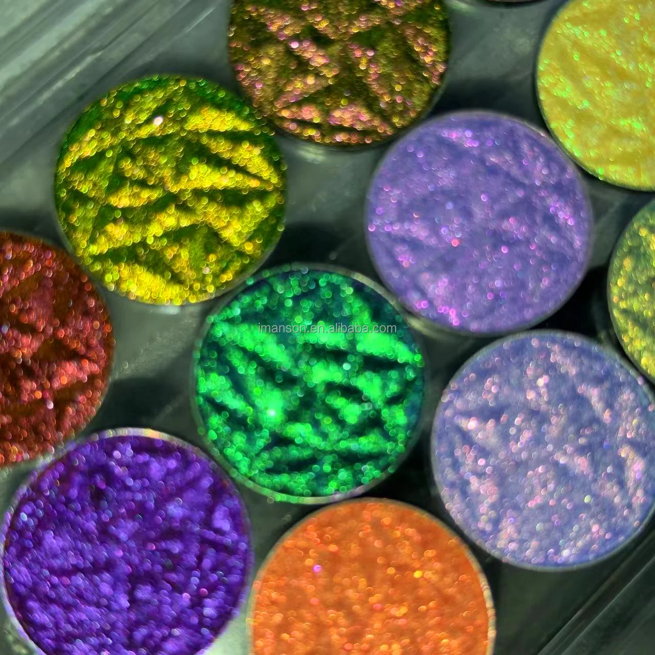 No Logo Chameleon Duochrome Multichrome Eyeshadow Shimmer Cream Pressed Powder Pearl Highlighter Single Palette Cosmetics