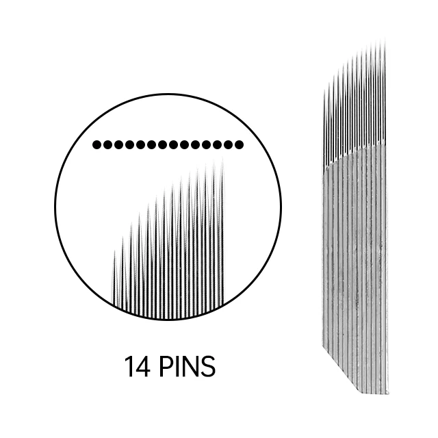 High Quality Guaranteed Disposable Microblading Blades 14 Pins Angle Fog Eyebrow Tattoo Needles Permanent Makeup Needle