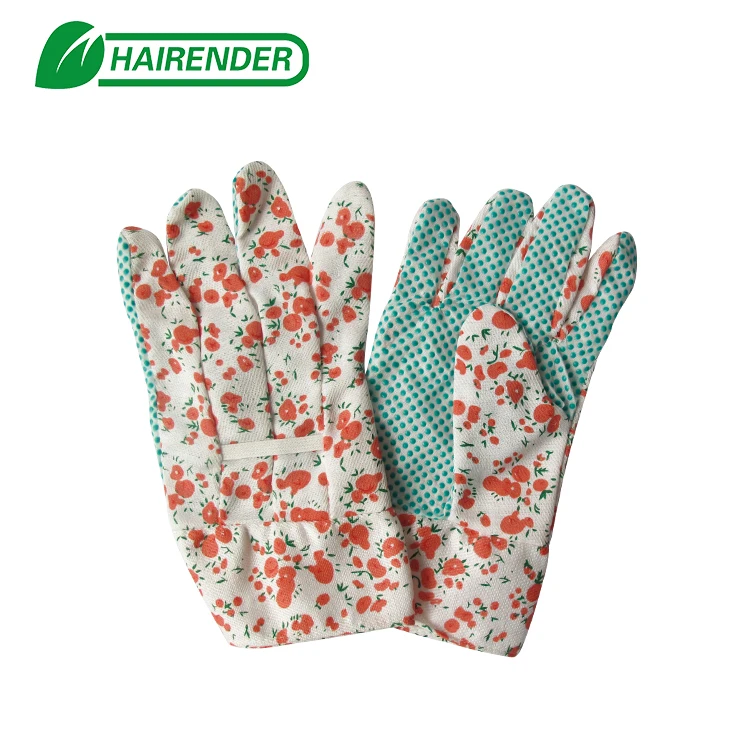 
Ladies PVC Flower Pattern Chore Dotted Women Floral Garden Cotton Gloves 