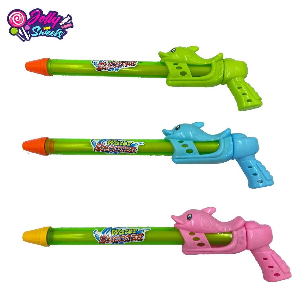 JollySweets summer item dinosaur dolphin water blast gun plastic toy with candy good for beach and swimming pool game