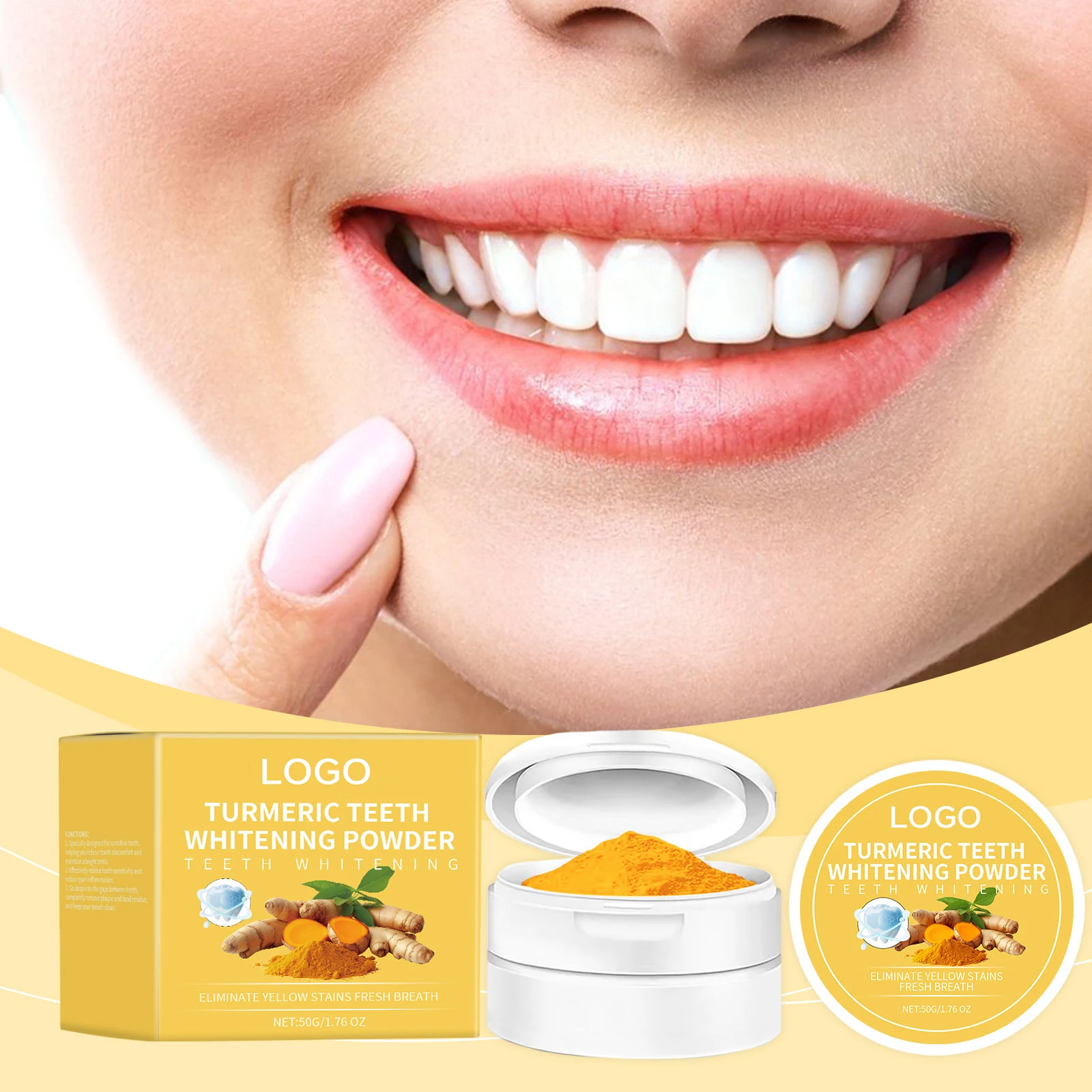 Wholesale Private Label 3 Day Turmeric Peroxide Tooth Whiten Powder Strong Pap Organic Whitening Powder For Teeth
