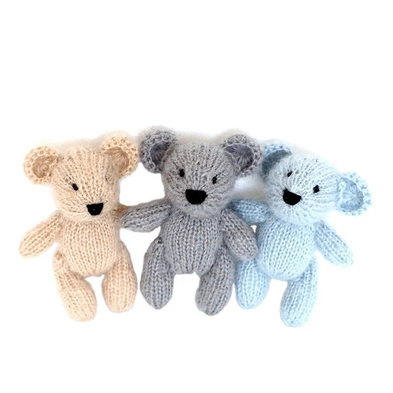 Newborn prop toy teddy bear knitted Bear toy for Photo props Crochet Mohair Animal Stuffed Christmas Gift Crochet Pig