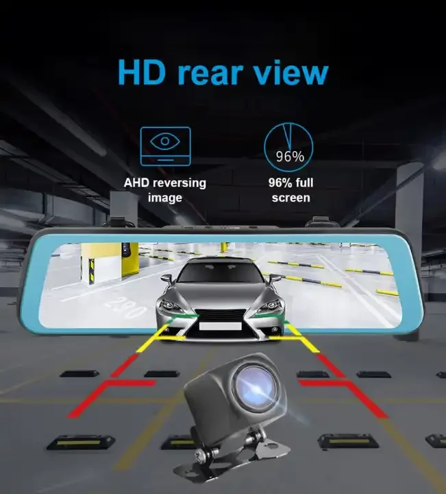 10 Inch Touch Screen Stream Media Car DVR Dash Cam Dual Lens Rear View Mirror Auto Dashcam Video Recorder Car HD Dash Camera