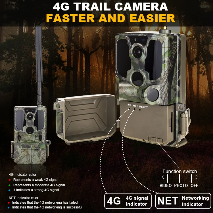 14 MP HD Waterproof 4G Animal Surveillance Monitor Wide Detection Deer Hunting Trail Camera Cloud