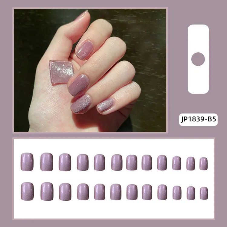 Fakenail  Design 24pcs Purple Short Seamless Soft Fake Nails Products Glamour 2021 Nails Art Press On Nails