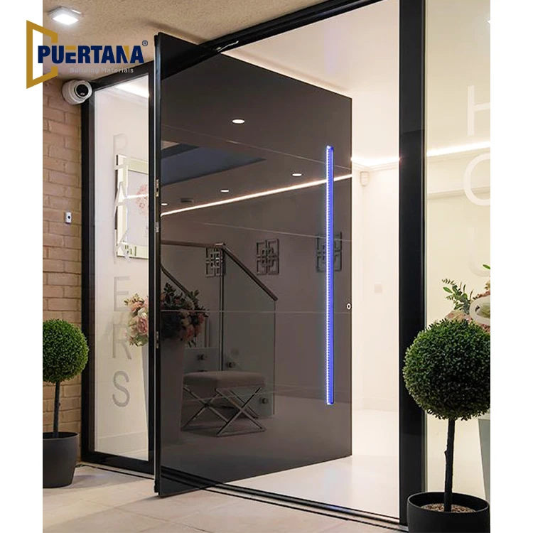 High Gloss Mirrored Aluminum Entrance Front Doors Large Pivot Entry Door For Modern House Villa Entrance