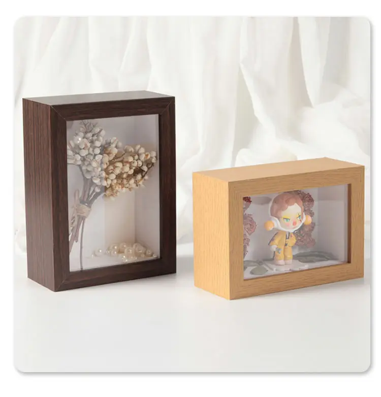 Handmade wedding gift 2 inch deep shadow box frame square 8x8 10x10 flower shadow box frame with glass
