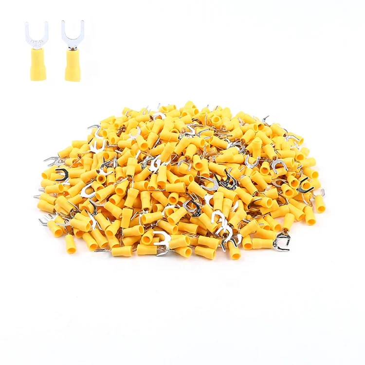 SV1.25-5 AWG10 0.5-1.5mm U-Type PVC Fork Spade Tongue Crimp Wire Tinned Copper Cable Lug Ferrule Electrical Terminal Connectors