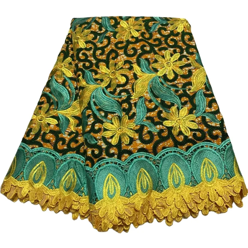 Cord Lace Cotton Wax Net Fabric 5 yards Nigerian Embroidered Mesh Guipure Voile Fabric