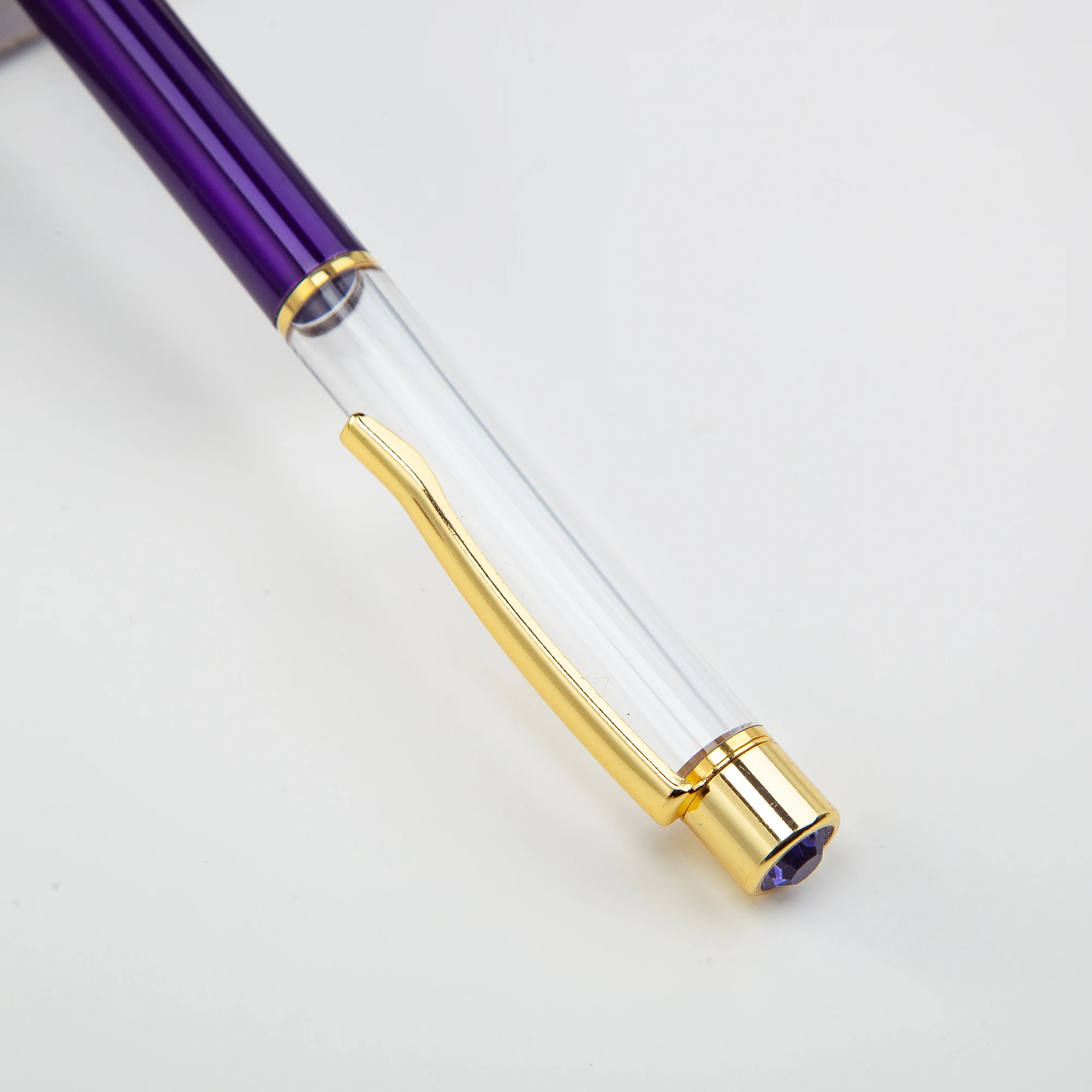2019 Hot Sales Empty Tube Ballpoint Pen YiWu Gold DIY Filling Glitter Floating Ball Pens with Rhinestone