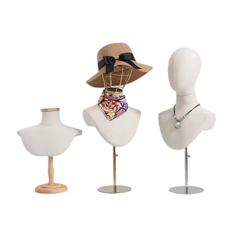 Wholesale Boutique Fashion Hat Glasses Display Adjustable Linen Female Male Mannequin Head for Hat