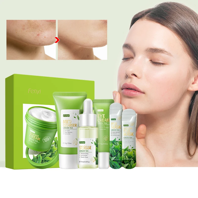 Natural Green Tea Skincare Organic Oil Balancing Anti Acne Skin Care Set