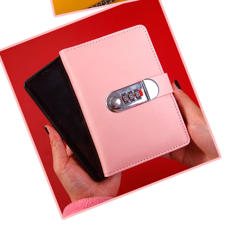 A5/A6 Macaron Leather Journal Notebook with Combination Lock, Travel Sailor Writing Diary Personal Planner