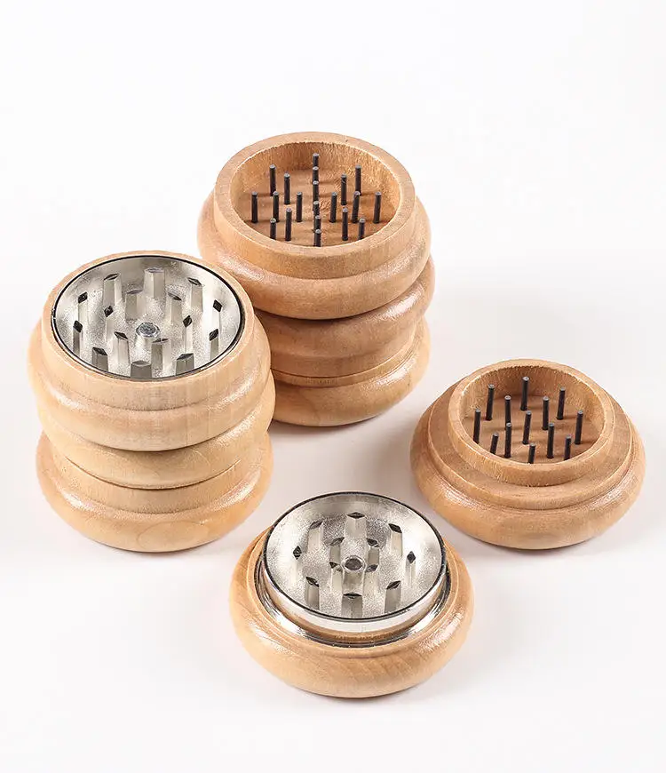 wholesale 2 parts natural wood tobacco grinder 55mm wooden herb grinder wood