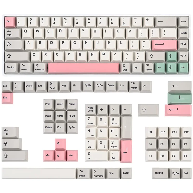kred Cherry Profile Keycaps 60 Percent Retro Aluminum 158-key Cover Set Dye Sublimation for Cherry Mx Switch Mechanical
