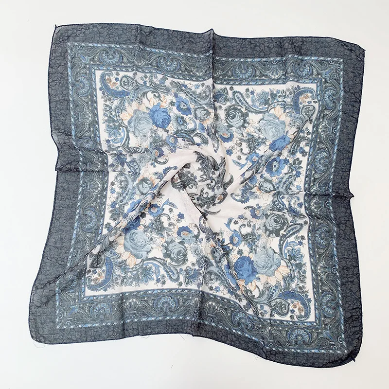 Women Square Scarf 70*70cm Russian Retro Floral Print Head Scarves Bandana Foulard Femme Muslim Headwrap babushka Scarf