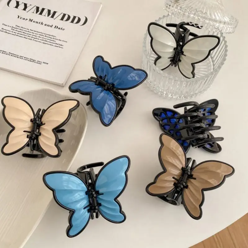 2022 New ins multi colour Grab Clip resin Hairpin Hairgrips butterfly hair claw Clip
