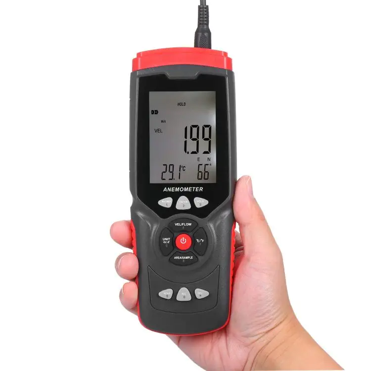 Handheld Digital Anemometer Professional Multifunction Anemograph with Detachable Auxiliary Fan Air Meter with Storage Case