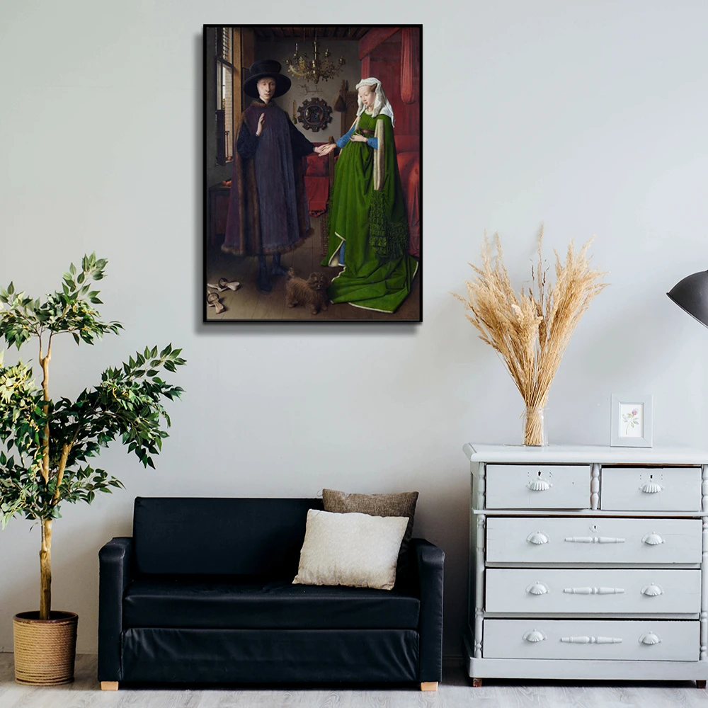 Jan van Eyck Classical masterpiece Arnolfini Portrait Wall Art Oil Painting Reproductions