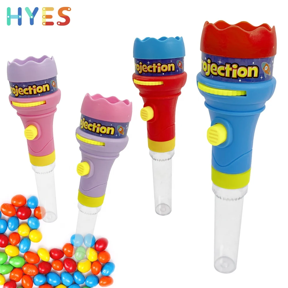 Huiye New Design Projection Candy Toys Fashional Flashlight Candy Toys With Filled Tube Beauty Lighting Candy Toys For Children