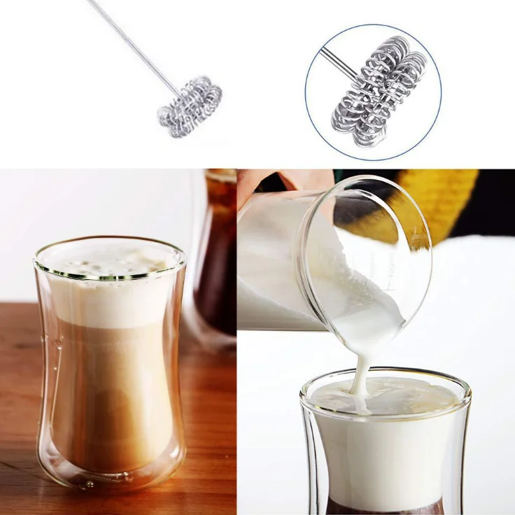batidor Handheld Milk Frother Battery Operated Electric Foam Maker With Stainless Steel Whisk and Foamer Cup