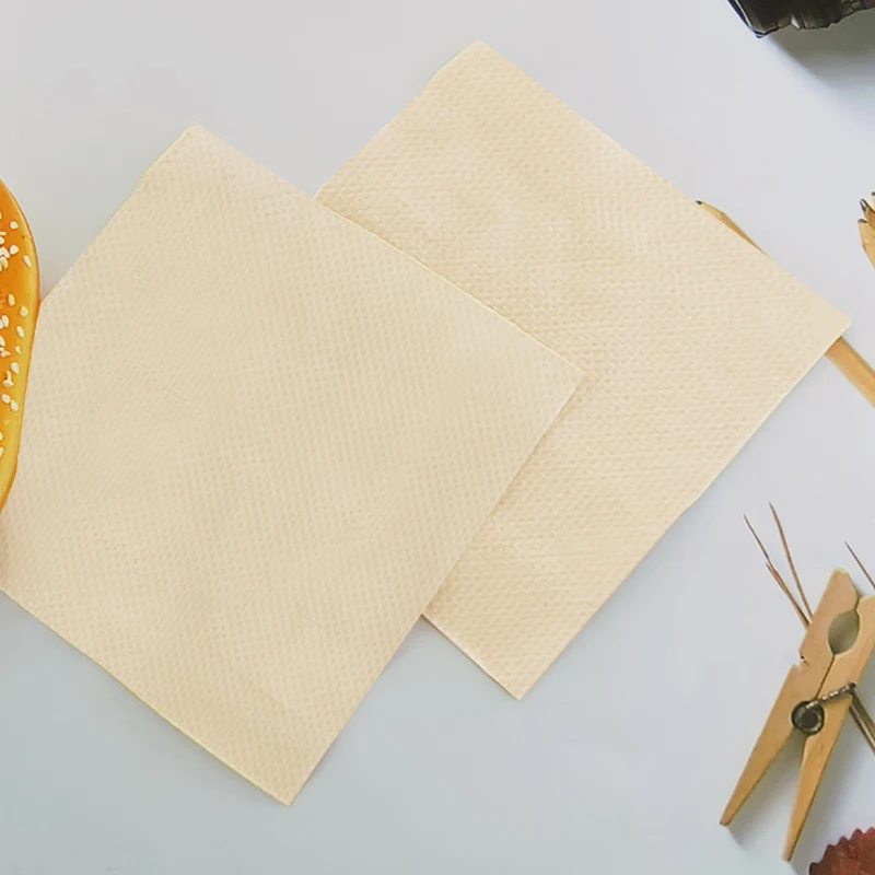 FSC Certified 1-Ply Disposable Embossed Printed Dinner Napkins Folded Pack Colored Bamboo Pulp Serviettes Included Cocktails Bag