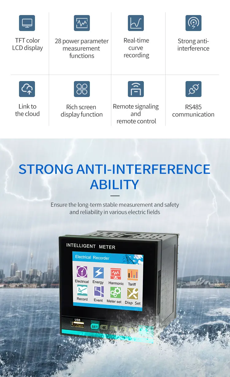 2023 New Design Digital Multifunction Power Factor Meter Price 3-Phase Power Meter