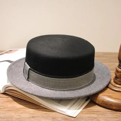 Factory Wholesale Pure Color Top Hat With Decoration Felt Hats Women Wide Brim