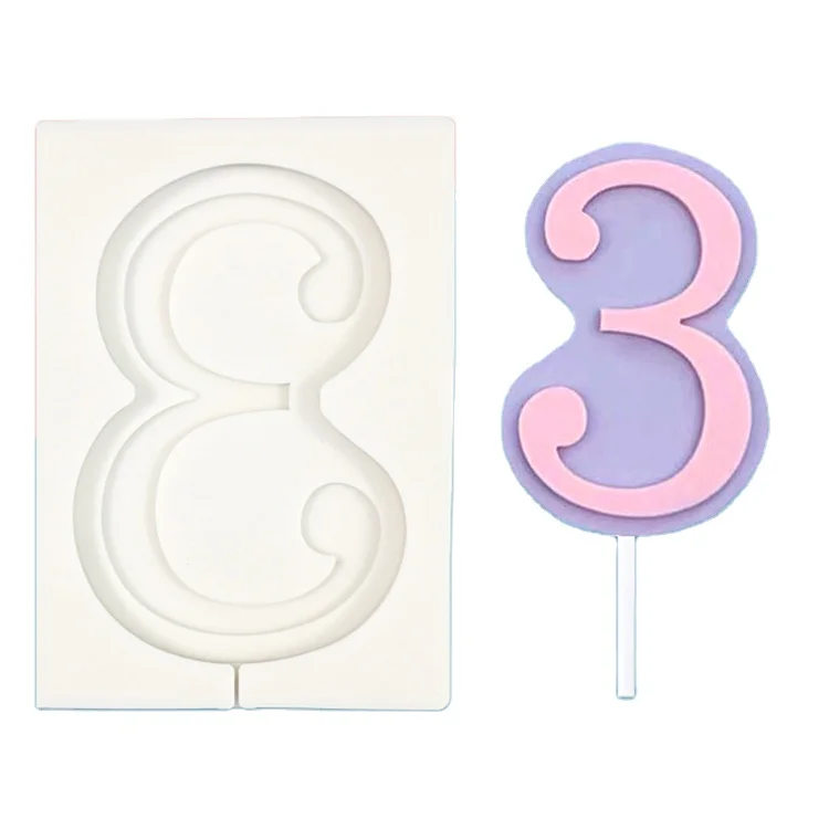 Mould Lollipop Mold Cake Decorating Tools High Quality Numbers Digital Liquid Silica Gel Food Grade Silicone Hot Sale 3