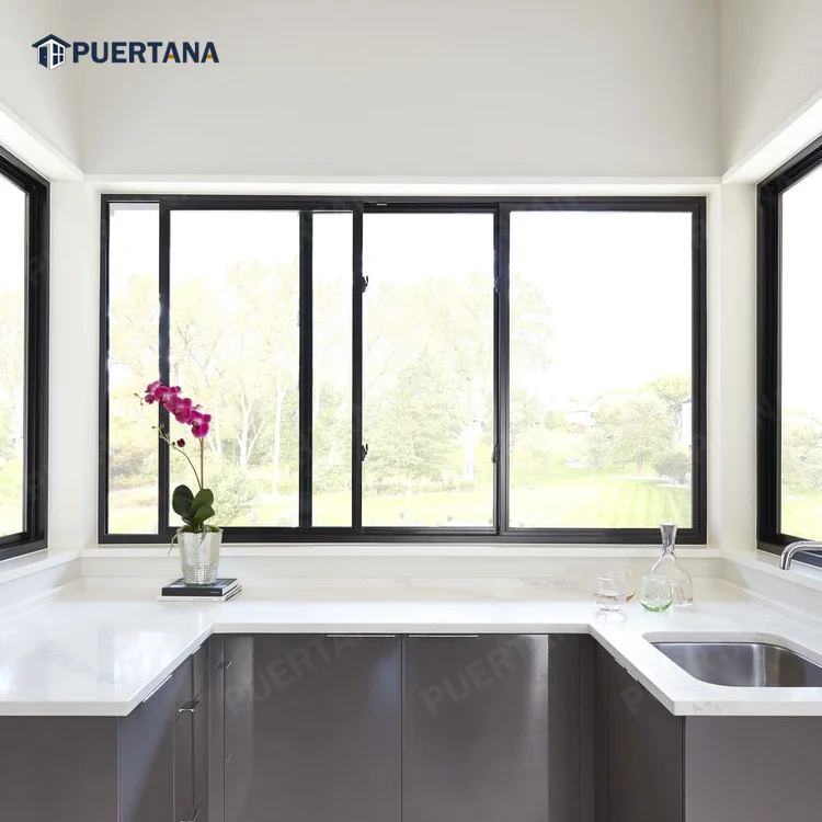 Narrow Frame Minimal Slimline Aluminium Frame Sliding Window With Mosquito Netting Screen Aluminum Sliding Windows Price