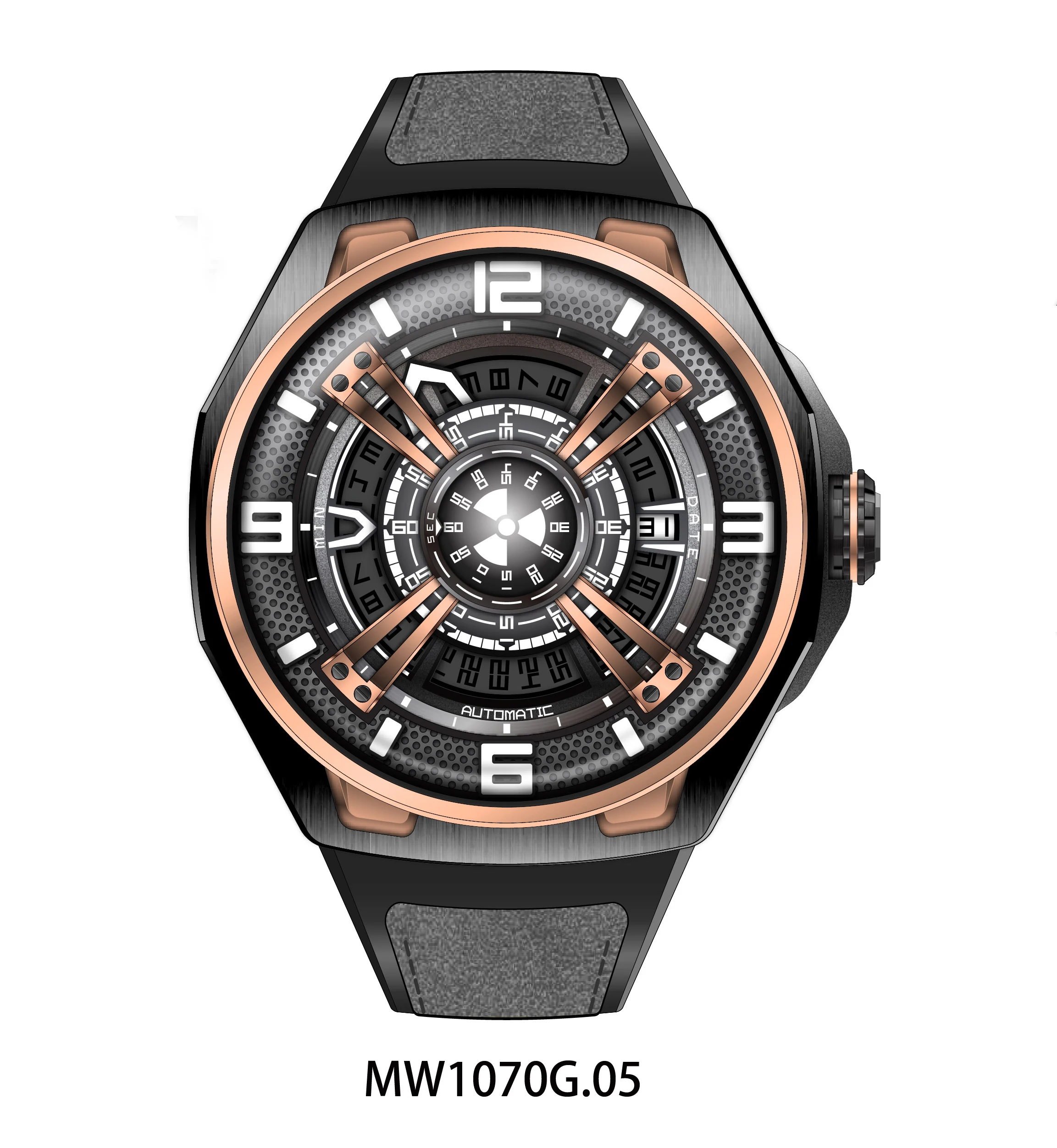 Luxury men watch  316l stainless steel automatic men watch with japan Miyota 8215 mechanical in Shenzhen Aiers Watch factory