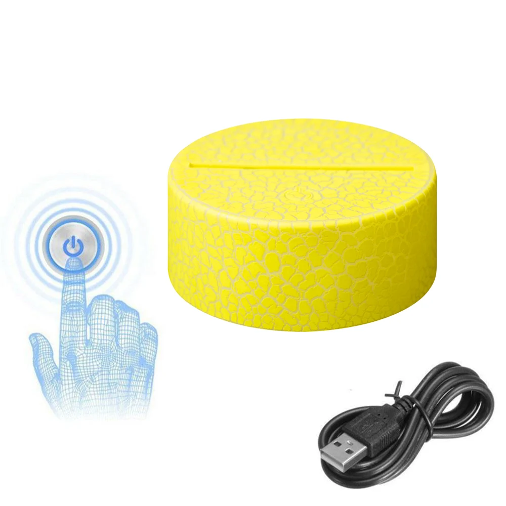 Decorative optical 3D lamp circular crack  base with touch switch