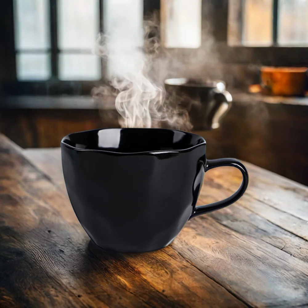 Colorful Ceramic Coffee Cup with Handle Simple Atmosphere Design Sense Mug Cute Handgrip Shape