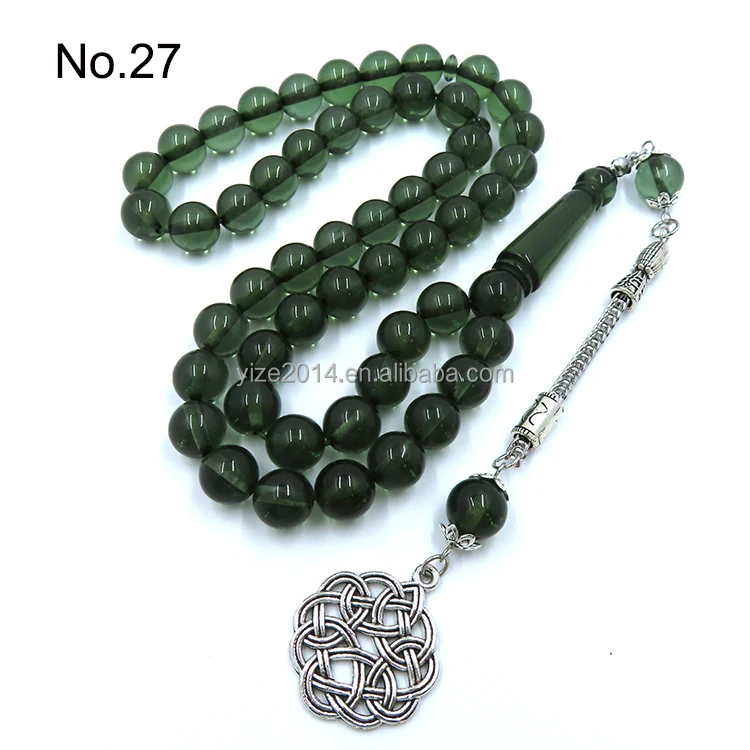 Muslim Tasbeeh 51 beads solid colored resin material metal tassel prayer beads Jewelry