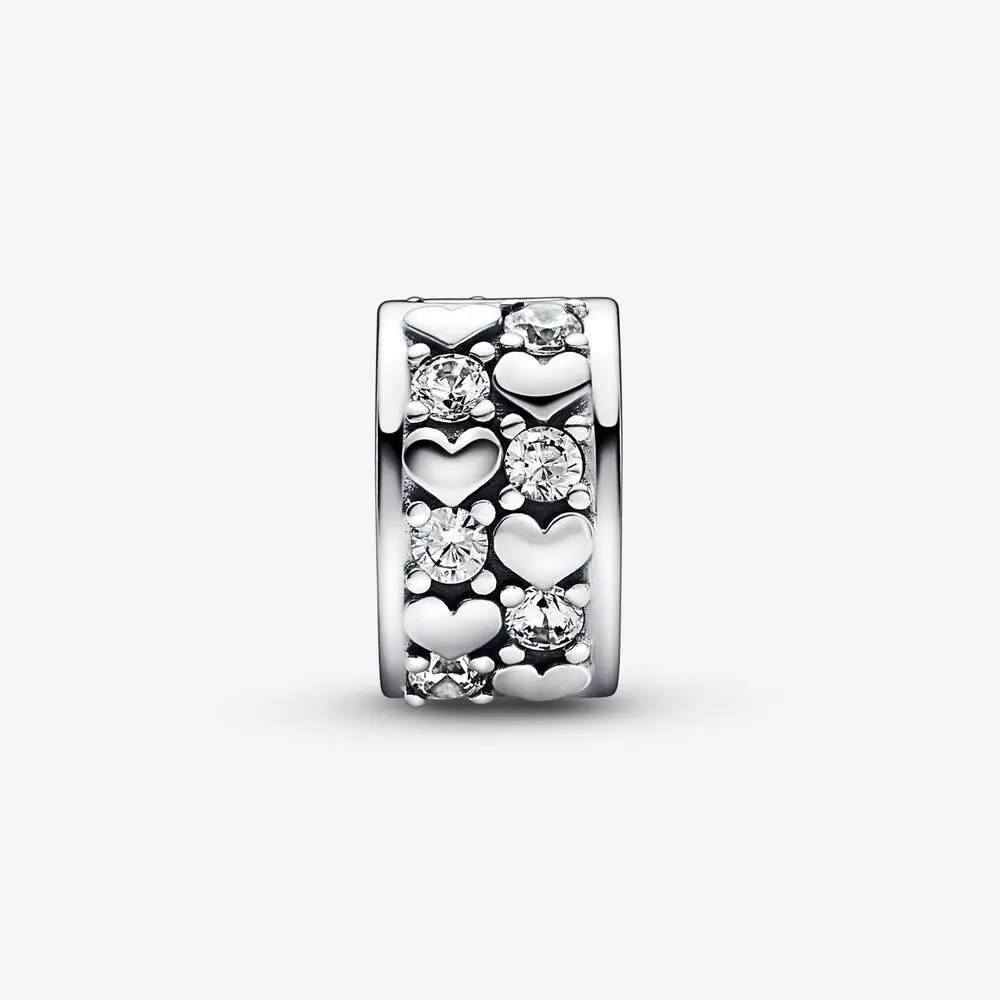 Factory Wholesale New 925 Silver Charm Heart Bright Love Eternal Fixing Clip
