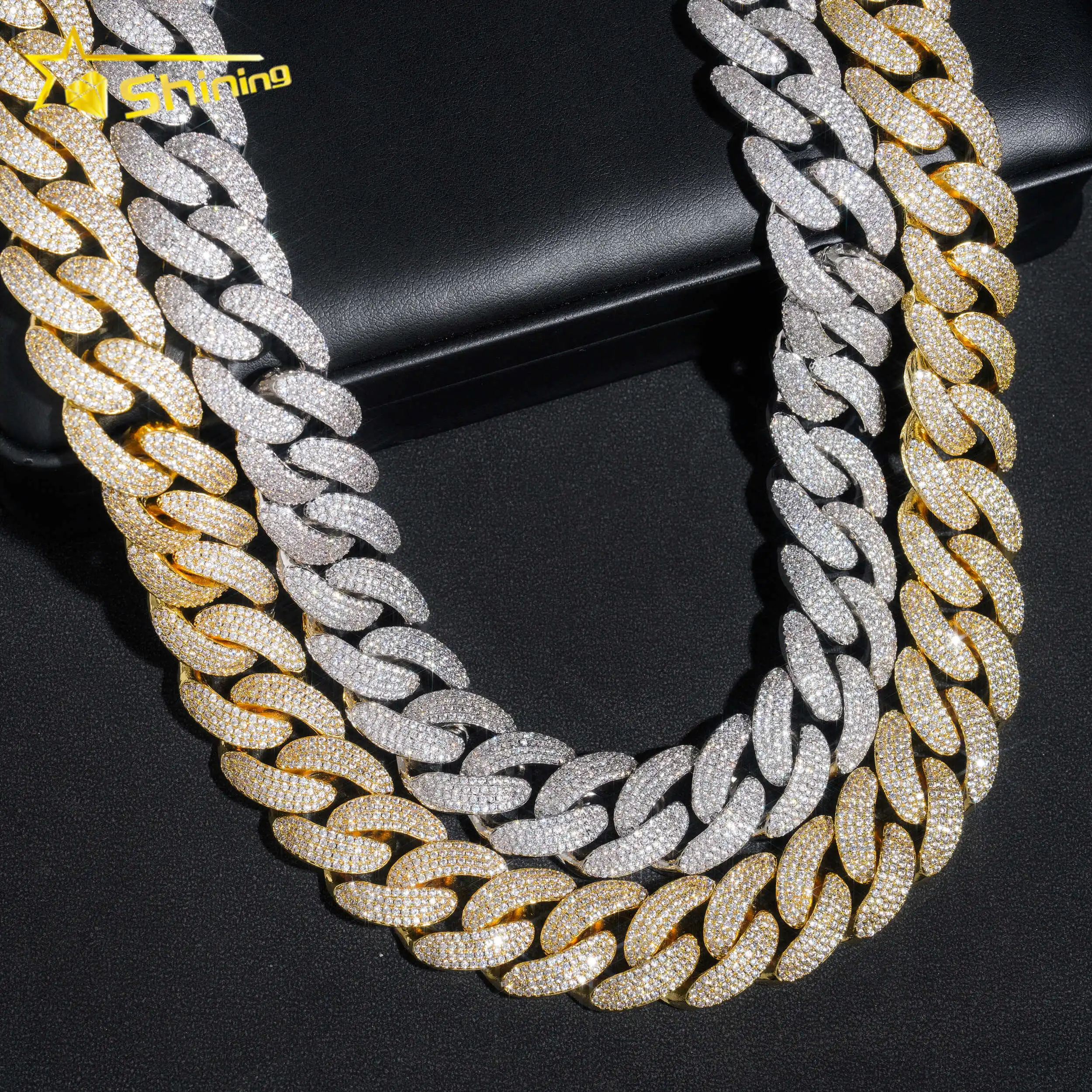 Luxury Hip Hop Men Fashion Link Chain Big Size 20MM Gold Plated Iced Out Brass CZ Diamond Cuban Link Chain