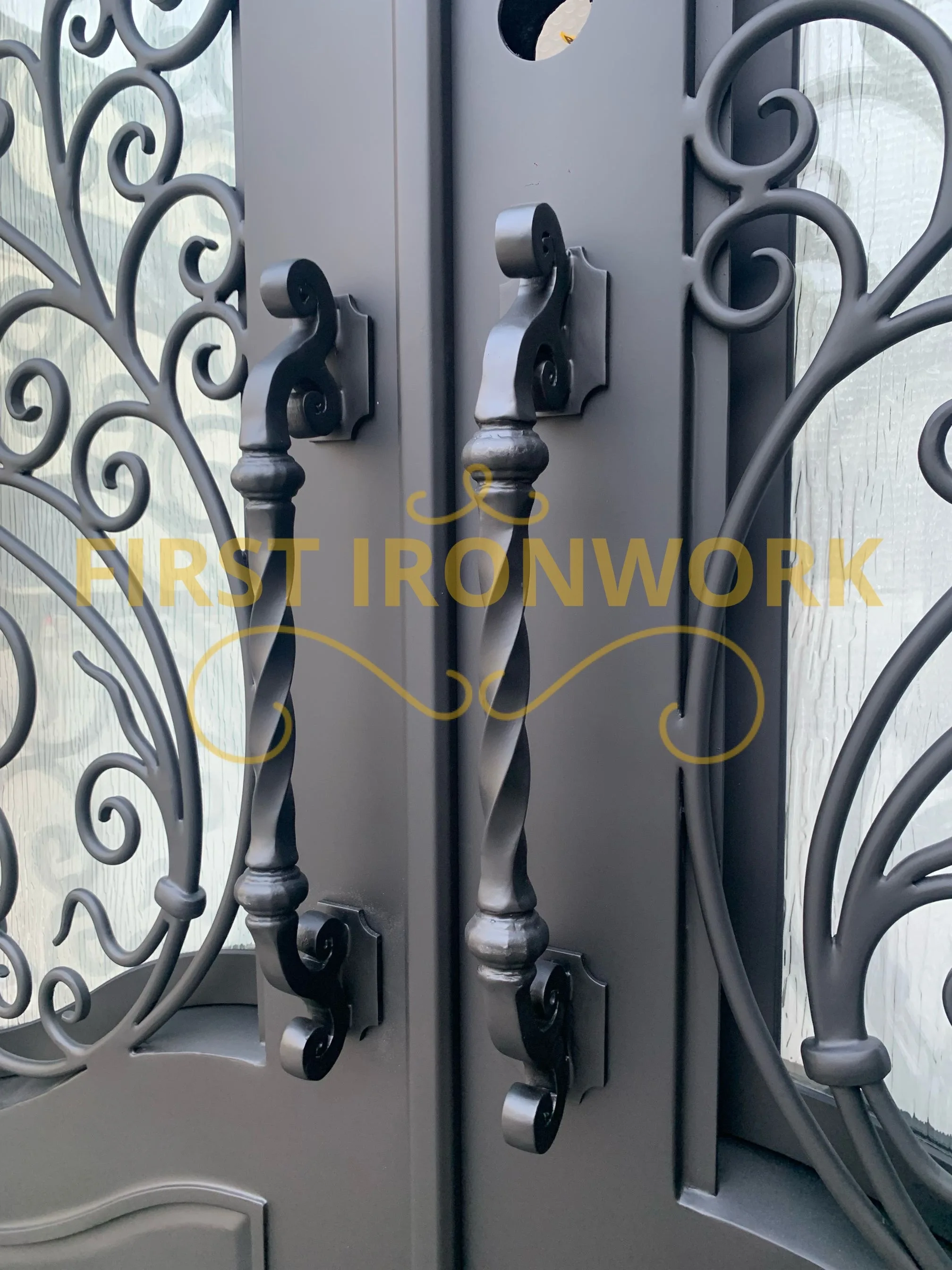 European style customized iron doors wrought iron and glass entry main door